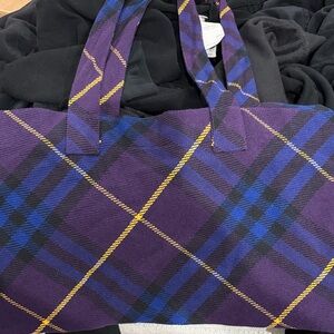 Plaid Purple and Blue Burberry oversized tote